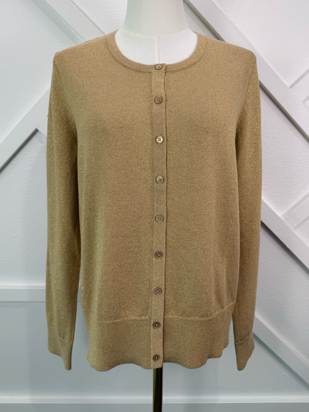 Talbots Metallic Charming Cardigan Gold Sparkle Glitter Size Medium